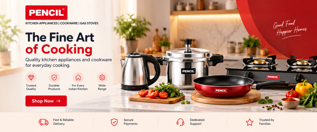 PENCIL India kitchen appliances and cookware banner
